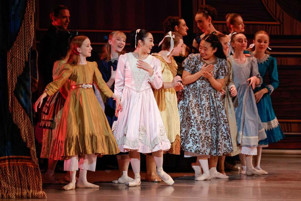Nutcracker student dancers standing in a line