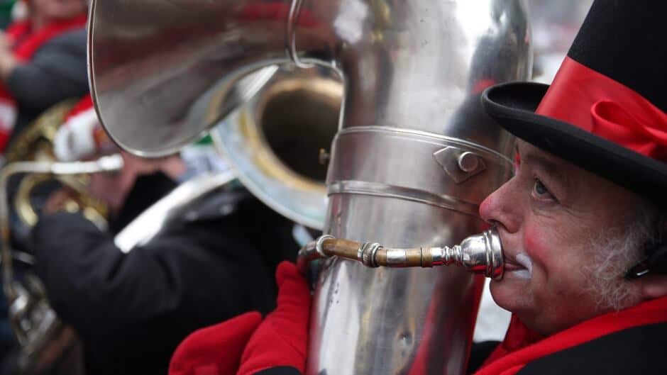 A man in Victoria, B.C plays the Tuba at the annual TUBACHRISTMAS concert.